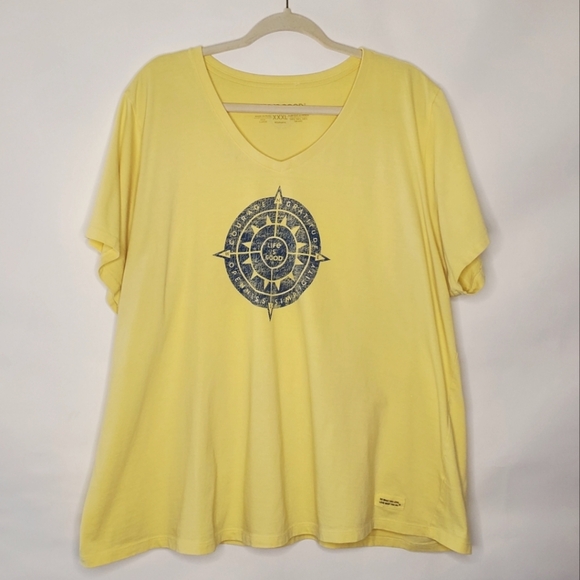 Life Is Good Graphic Tee Shirt Women's Size XXXL Cotton Short Sleeve Yellow Top - Picture 1 of 11